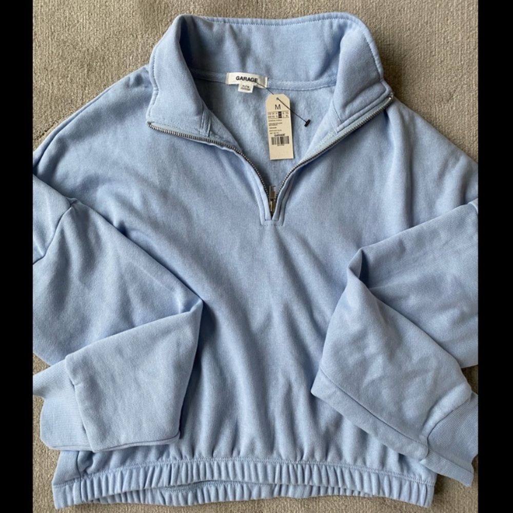 Garage quarter zip light blue crew